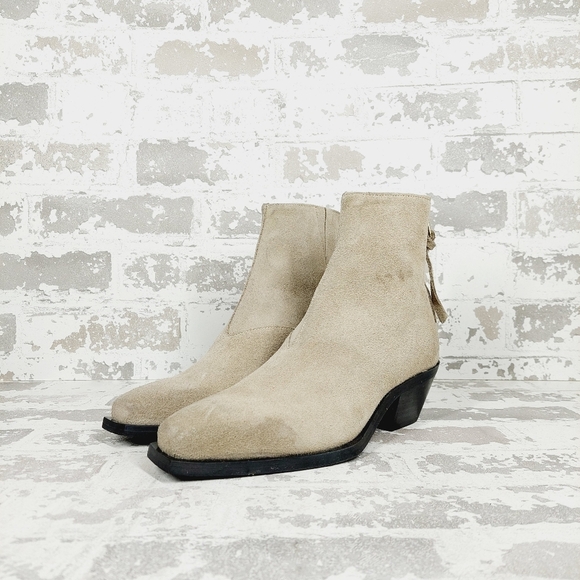 New AllSaints Women's Taupe Lenora Suede Boots F736 - Picture 2 of 13